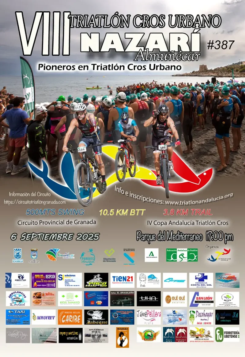 Cartel VIII Triatlón Cros Urbano Nazarí Almuñécar 2025