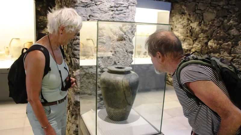Turistas con vaso de Apofis I